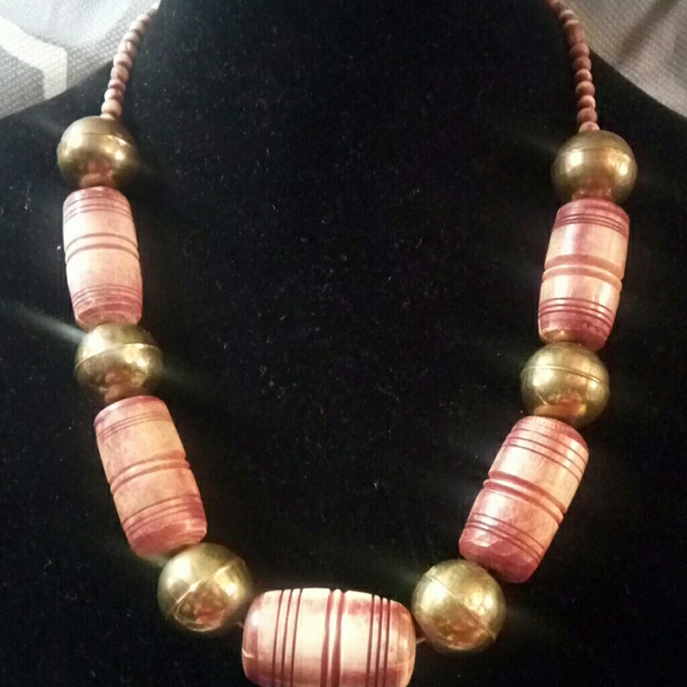 Vintage barrel beaded statement necklace